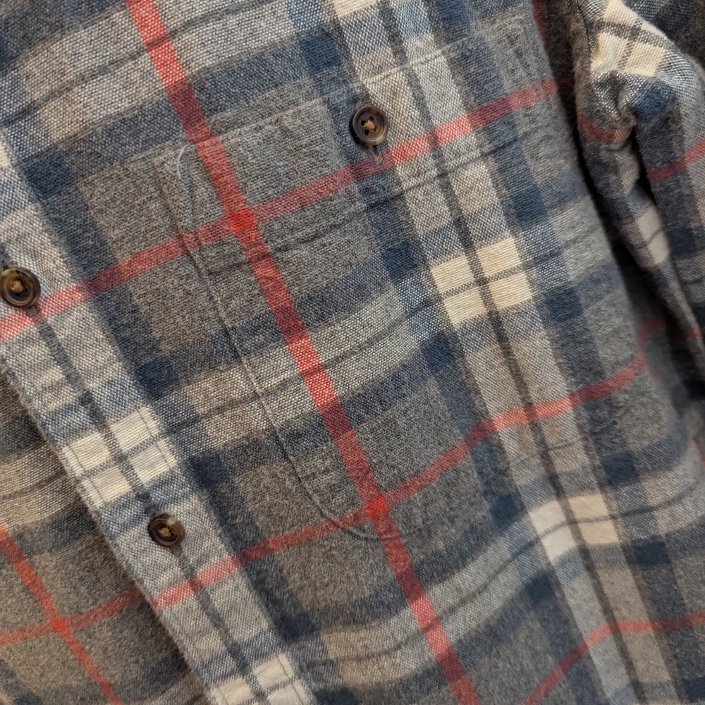 J. Crew Gray, Blue and Red Plaid Button-Down Shirt with Elbow Patches - Picture 5 of 6